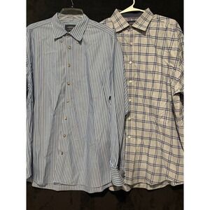 Charles Tyrwhitt Weekend Shirts Lot of 2 XL‎ Non Iron Classic Fit Striped Plaid